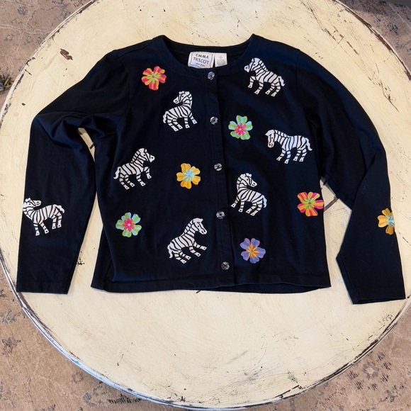 Emma Tricot Sweaters - Vintage Emma Tricot Zebra Women’s Cardigan Size Small Grandmacore